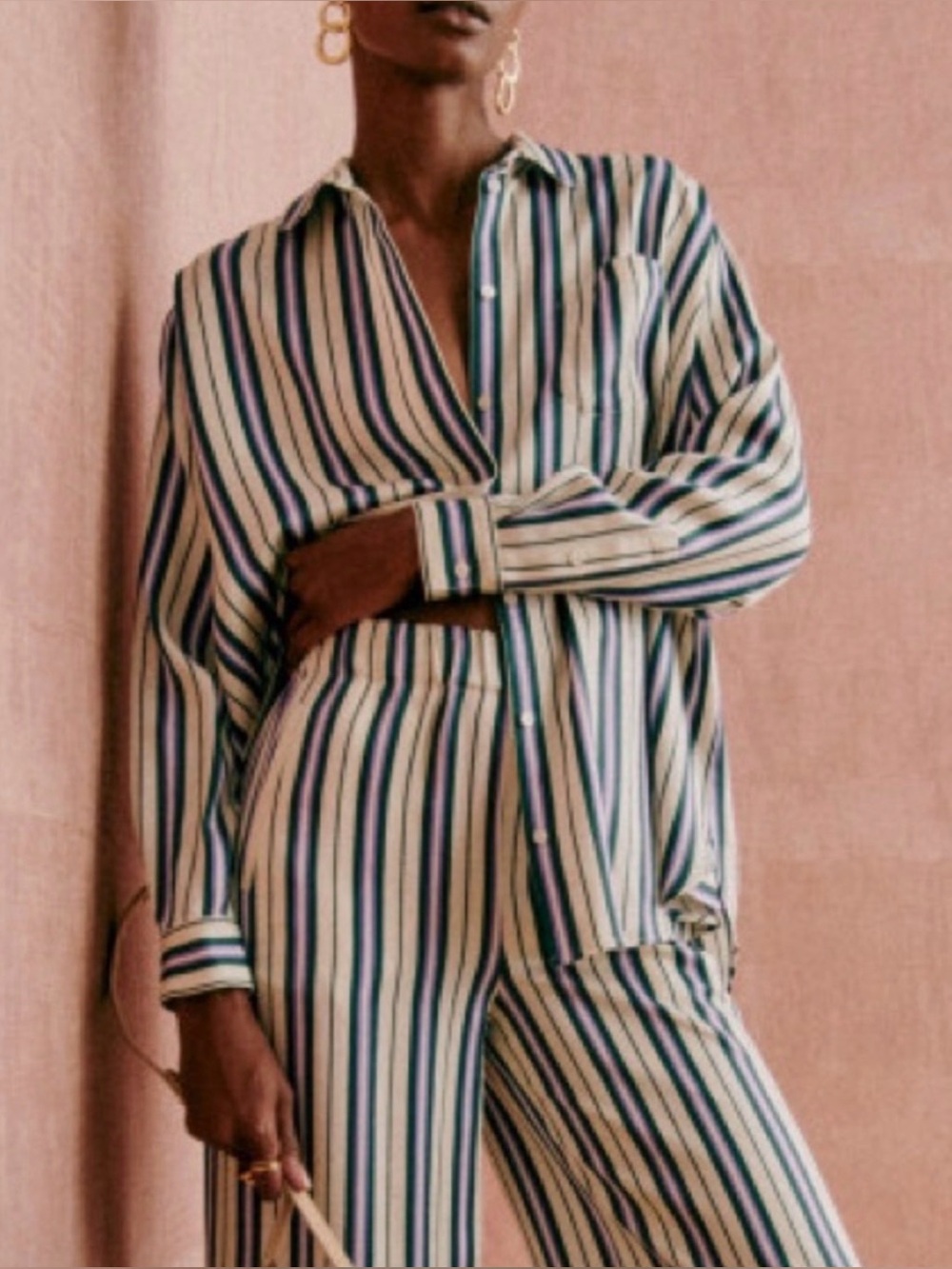 Sezane Striped Viscose Silky Max Blouse Shirt FR 36 US 4